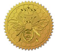 craspire 100pcs Feuille d'or Autocollants Sceaux de Certificat en Relief Autocollants Auto-Adhésifs Médaille Décoration Autocollants Certification Graduation Entreprise Notaire Sceaux (Abeille)