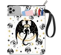 craspire 11x8.7 Housse de Protection pour Livre avec Fermeture Éclair Motif Romantique Dragon Sombre Étoiles Magie Fantaisie Lavable Imperméable en Tissu Poche Avant pour Les Amateurs de Livres