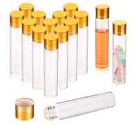 CRASPIRE 12 pcs 25 ml Minuscules Bouteilles en Verre Transparent avec Couvercles en Aluminium Petits Pots en Verre Vides Récipients de Perles Flacons Rechargeables Bouteilles pour le Stockage D'Huiles
