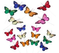 craspire 12 pièce de Papillon en Plumes Décoratives 3D avec Adhésif et Fixations Métalliques Décoration Colorée pour Compositions Florales Bouquets Muraux Jardin Fêtes et Bricolage