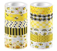 craspire 12 Rouleau de Ruban Adhésif Abeille Washi Ruban de Masquage Fleur de Miel Nid d'abeille Jaune Bourdon Rubans d'emballage Cadeau Décoratifs pour Scrapbooking Bricolage Journal Carnet