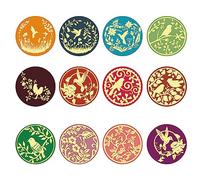 craspire 120 pcs Colibri Fleurs Feuille d'or Autocollants 12 Styles Oiseaux Feuille Florale Vintage Étiquette Ronde Autocollants Autocollants en Relief Joints pour Enveloppe de Mariage Médaille