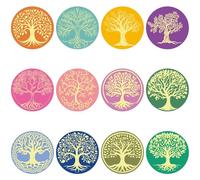 craspire 120 pièce D'Autocollants d'arbre de Vie de 2 Pouces Autocollants D'Enveloppe Ronds en Papier Autocollants Muraux Colorés Étiquette d'art d'arbre Autocollants à Points Ronds pour Bricolage