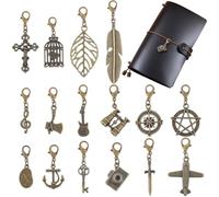 craspire 16 Styles de Breloques pour carnets de Voyage Bracelet Vintage avec Fermoir Mousqueton Décoration Pendentifs en Alliage doré Antique pour Accessoires TN Bijoux artisanaux DIY Collier Agenda