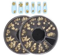 craspire 2 boîte de Décoration D'Ongles Océan 3D Charms 12 Styles en Alliage Métallique Doré Clous de Conception Kit de Pierres Précieuses Tortues de Mer D'Été Étoiles de Mer Coquillage Conque