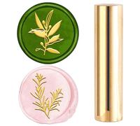 CRASPIRE 2 côté Motif Cire Sceau Tampon 15mm Mini Feuille D'Olivier Romarin Vert Feuilles Botaniques en Laiton Massif Mariage Vintage Sceau Tampon pour Invitations Enveloppes Carte Bricolage Artisanat