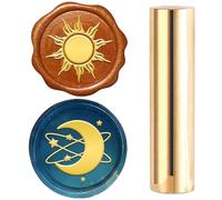craspire 2 côté Motif Cire Sceau Tampon 15mm Mini Lune et Soleil Étoile Magique Solide Laiton Mariage Vintage Sceau Tampon pour Invitations Enveloppes Carte Bricolage Artisanat Anniversaire Décoratif
