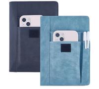 CRASPIRE 2 couverture de Livre Couleur en Cuir PU A5 pochette de Livre Imperméable Cyan Noir Protecteur de Livre Réutilisable pour Cahiers de Poche avec Poches pour Stylos pour les Amoureux des Livres