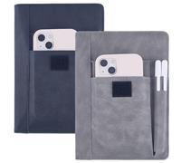 CRASPIRE 2 couverture de Livre Couleur en Cuir PU A5 pochette de Livre Imperméable Gris Noir Protecteur de Livre Réutilisable pour Cahiers de Poche avec Poches pour Stylos pour les Amoureux des Livres
