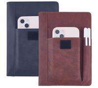 CRASPIRE 2 couverture de Livre Couleur en Cuir PU A5 pochette de Livre Imperméable Marron Noir Protecteur de Livre Réutilisable pour Cahiers de Poche avec Poches pour Stylos pour les Amoureux