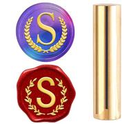 craspire 2 Face Motif Cire Sceau Tampon 15mm Mini Laiton Massif Lettre S Initiale Feuille D'Olivier Mariage Vintage Sceau Tampon pour Invitations Enveloppes Carte Bricolage Artisanat Anniversaire