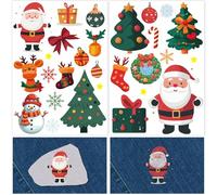 craspire 2 Feuille de Motifs de Broderie Hydrosolubles pour Le Jour de Noël Père Noël Bonhommes de Neige Cerf Flocon de Neige Bâton de Couture et Point Transferts A4 stabilisateur de Tissu Lavable