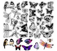 craspire 2 Style de Tampon en Caoutchouc Papillon Oiseau Libellule Abeille Petits Insectes Spécimen d'animal Volant Arrière Plan Réutilisable Tampons en Silicone Transparents pour Journal Intime