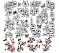 craspire 2 Style de Tampon Transparent en Silicone Réutilisable en Forme de Fleur de Cerisier Branche Florale Printemps pour Bricolage Scrapbooking Journal Fabrication de Cartes Décoration D'Album