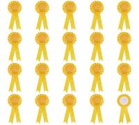craspire 20 Bouton de Ruban de Récompense Vierge Jaune Broche Gagnant Ruban de Victoire Ruban de Rosette Grand Prix pour Bricolage Accessoire de Fête en Classe Compétition Événement Sportif Concours