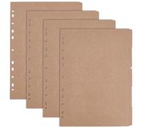 craspire 20 Feuille de Papier Kraft A4 intercalaires Bruns pour Classeur à Anneaux Ronds Couverture à 6 Trous Page D'Index à 5 onglets pour Agenda de Voyage à 6 Anneaux Carnets Agendas 30 x 22cm