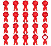 CRASPIRE 20 Pcs Ruban Rouge Récompense Rosette Ruban Prix Ruban Gagnant Première Place Victoire Médailles Rubans Rubans de Reconnaissance Broche Vierge pour Compétition Événement Sportif Concours