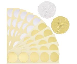 craspire 200 Autocollant de Gaufrage Vierge de 1.77 Pouces en Feuille d'or Autocollant Rond en Papier Auto Adhésif Argenté pour Enveloppe Sceau en Relief pour Bricolage Scrapbooking Timbre Invitation