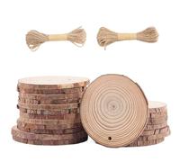 craspire 20Pcs 3.1-3.5 Pouces Morceaux de Bois Non Fini disques en Bois Ronds naturels Cercles écorce d’Arbres Trou prépercé Puce Rustique pendentifs pour Peinture Bricolage Ornements Artisanat