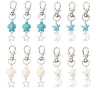 craspire 20Pcs 4 Styles Chanceux Tortue de mer Porte-clés océan Porte-clés Vrac Turquoise été Starfish Plage Animal Pendentif charmes Porte-clés décoration pour Bricolage Porte-clés Voiture faveurs