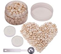 CRASPIRE 210pcs Perles de Sceau de Cire, Perle Blanche Octogone Kit de Perles de Cire à Cacheter Emballé en Boîte Joint de Cire 9 mm avec 2 bougies de Thé Blanc 1 cuillère de Fonte de Cire en Métal PC