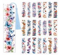 craspire 24 pièce 12 Styles de Transferts UV DTF pour Marque Pages Autocollants Décoratifs Esthétiques et Colorés avec Papillons et Insectes Imperméables Rectangulaires pour Marque Pages Vierges