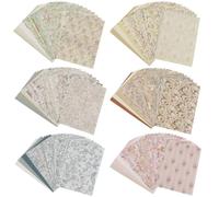 craspire 240 Feuille de Papier Journal Floral Vintage Bloc de Papier de Scrapbooking et Autocollants 4.1 x 5.8 Pouces Papiers D'Étiquettes de Notes Ronds Rétro à Fond Texturé à Fleurs Esthétiques