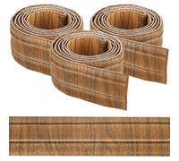 craspire 271x3.15 Pouces Papier Peint Bordure Couronne Peler et Coller Moulure Camel Brun Grain de Bois Auto-Adhésif Flexible 3D Plinthe Garniture Vintage Miroir Collant Mur Bordure Lignes Mousse