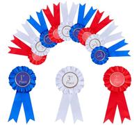 craspire 3 Couleurs Ruban de Récompense Bouton Broche Broche Gagnant Rubans de Victoire Bleu Rouge Blanc 1e 2e 3e Place Médailles Ruban Rosette Grand Prix pour la Compétition D'Accessoires de Fête