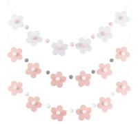 craspire 3 Ensemble de Guirlandes Murales en Feutre avec Marguerites Roses et Blanches Style Bohème Printanier Décoration de Fête Ronde avec Bandes de Coton et Aiguilles pour Anniversaire Fournitures
