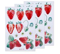 craspire 3 Feuille de Stickers Muraux Fraise Autocollants Fraises Auto-Adhésifs PVC Imperméable Bricolage Fruits Décoration Murale Autocollants Amovibles pour Fenêtre Pays Restaurant Chambre Salon
