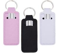 CRASPIRE 3 pièce 3 Styles Porte Baume à Lèvres Porte Clés Pochette Rectangulaire Colorée en Néoprène Imprimé en Caoutchouc Étui pour Rouge à Lèvres Brillant à Lèvres Sac de Rangement de Maquillage