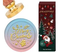 craspire 30 mm Joyeux Noël Cachet de Cire Arbre de Noël Vintage Tampons de Cire à Cacheter avec Poignée en Bois Tête en Laiton Amovible Feuille de Bois D'Élan Houx Sceaux D'Enveloppe pour Vacances