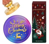 craspire 30 mm Joyeux Noël Sceau de Cire Timbre Vintage Rétro Elk Cerf Timbres de Cire à Cacheter Tête en Laiton Amovible Manche en Bois Sceaux de Feuille de Bois pour Invitations de Fête de Noël