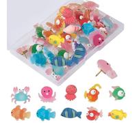 craspire 30 pcs Punaises de Dessin Animé Animal de Mer Punaises Décoratives en Résine pour Planche de Liège Punaises de Poisson Punaises de Crabe Punaises Tableau D'Affichage Photos Fournitures