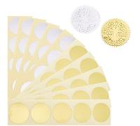 craspire 300PCS Autocollants de Certificat Vierges Bord Dentelé 45mm / 1.77 Pouces de Diamètre Autocollants de Récompense Argentés et Dorés Brillants Étiquettes de Gaufrage