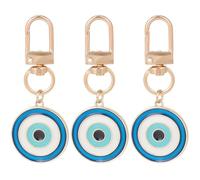 craspire 3Pcs Bonne Chance Porte-clés Evil Eye Porte-clés en Vrac Métal Doré Émail Yeux Bleus Protection Amulette Breloques Décoration Titulaire Porte-clés avec Alliage Pivotant Fermoir pour Voiture