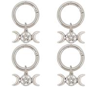 craspire 4 breloque de Chaussure en Forme D'Étoile de Lune Breloque de Décoration de Lacet Pendentif Pentagramme avec Anneau de Porte à Ressort Clips de Chaussures en Alliage Porte Clés