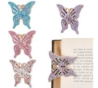 craspire 4 Couleurs Papillon Clip Livre métal Strass Vintage Journal Clip métal Bill Binder Clips Support relieur décoratif Journal Clip pour Voyageurs TN Lecture d’Art décoration Accessoires