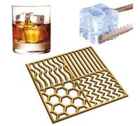 craspire 4 Moule à Glaçons à Motif de Style pour Cocktails au Bourbon en 5 Secondes Moule à Whisky Tampon à Glaçons Transparent Accessoires pour Barman Nid d'abeille Lignes Ondulées