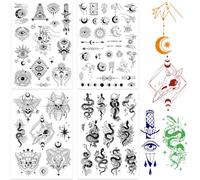 craspire 4 Styles de Tampons Transparents de Tarot Divination Main de Sorcière Serpent Lune Cachet de Fond Réutilisable en Silicone Transparent pour Journalisation, Fabrication de Cartes, Décoration