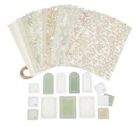 craspire 40 Papier de Scrapbooking Vintage à Fleurs Papier à Motifs Floraux Papier Origami de Style Rustique Vert Papier à Motifs Coloré Simple Face Papier Artisanal Décoratif pour la Fabrication