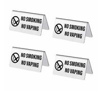 craspire 4Pcs Non-Fumeur Bureau Logo Affichage Signes Acier Inoxydable Avertissement métallique Pas de Vaping Non-Fumeur Table Signe Double côté pour Restaurant Bureau Hôtel Hôpitaux Clubs Salle