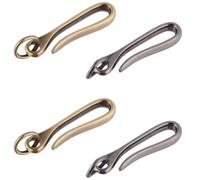 craspire 4Pcs U Forme Crochet Porte-clés Tibétain Porte-clés Argent Bronze Laiton Japonais Poisson Crochet Porte-clés Anneaux De Saut en Alliage Solide Antique Boucle Ceinture Clip Poche Holder