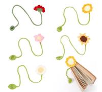 craspire 5 Styles Marque-Pages en Coton Signets Floraux Marque-Pages au Crochet de Fleurs Cadeaux Tricotés à la Main Embrasses de Rideaux Ornements de Voiture pour Les Lecteurs Amateurs de Livres
