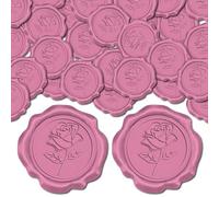 craspire 50 pcs Adhésif Sceau de Cire Autocollants Rose Vif Fleur Enveloppe D'Étanchéité Autocollants Décoration Autocollants pour Invitation de Mariage Enveloppe Décor Cadeau de Noël Fête