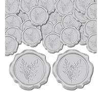 craspire 50 pcs Autocollants de Sceau de Cire d'argent Autocollants de Scellage D'Enveloppe D'Invitation de Mariage Autocollants de Décoration D'Eucalyptus Décor D'Enveloppe Adhésif pour Cadeau