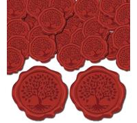 CRASPIRE 50 pcs Autocollants de Sceau de Cire Rouge Foncé Arbre de Vie Décoration Autocollants Adhésif Enveloppe Étanchéité Autocollants pour Invitation de Mariage Enveloppe Décor Cadeau de Noël Fête