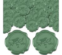 craspire 50 pcs Oiseau Cire Sceau Autocollants Vert Décoration Autocollants Branche Vintage Adhésif Enveloppe Scellage Autocollants pour Invitation de Mariage Enveloppe Décor Fête d'anniversaire