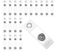 craspire 50Pcs Porte-Badge Sangle Clair Id Badge Clip PVC Plastique Transparent Vinyle Fixez Facilement Les Sangles de lanière Clips de Fixation Remplacements avec Bouton-Pression en Fer et œillet